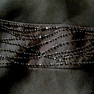 Evan Picone,Black Cocktail Dress with dropped waist  with seven layers of beads